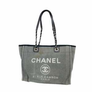 Chanel Deauville Canvas Chain Tote Bag in Gray and Black for Women